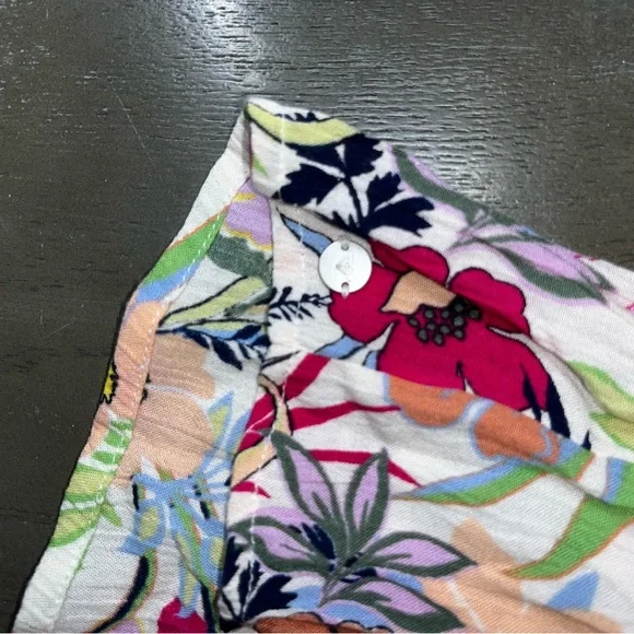 Roxy Golden Dawn White Pink Green Floral Sundress Smocked Ladies Large NWT - Picture 9 of 10